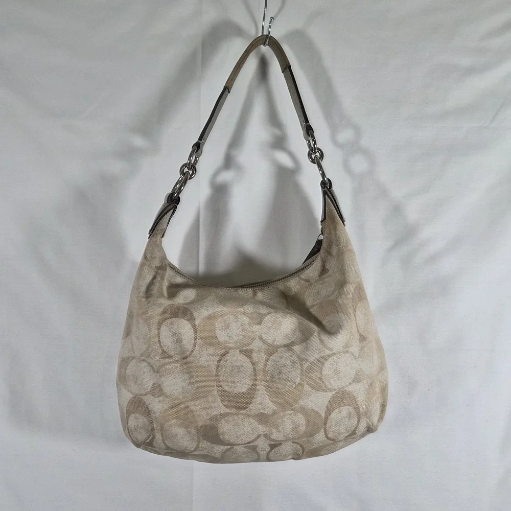 Y2k Coach Kristen Beige Embellished Hobo Bag 19340 Sequin